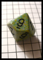 Dice : Dice - 10D - Chessex Green with Yellow and Blue Speckle and Black Numerals - Ebay June 2010